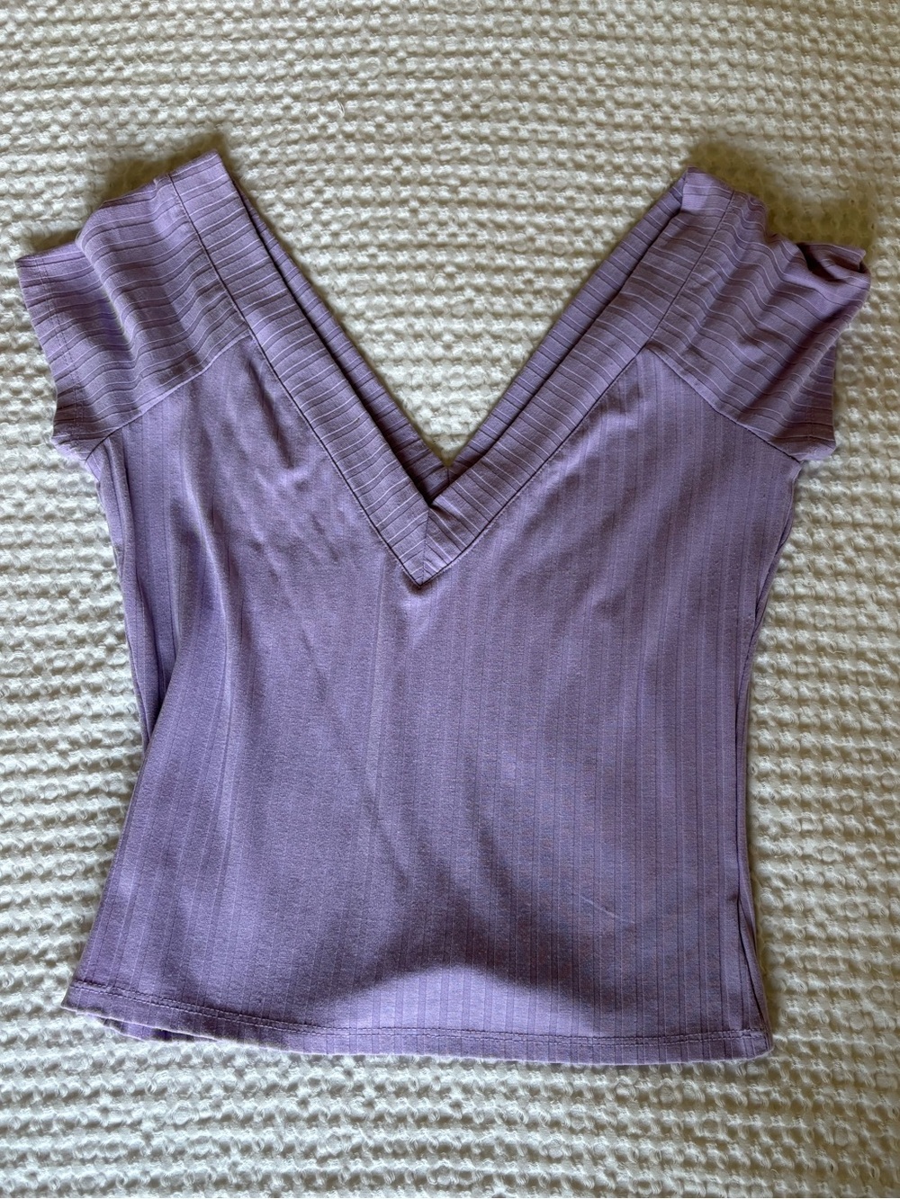 Forever 21 Lilac V-Neck Ribbed Crop Top